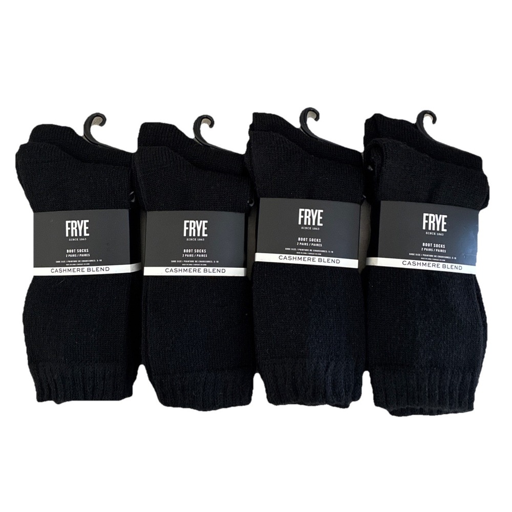 Frye Cashmere Blend Boot Socks Women's 5-10 Black Crew 8 Pairs NEW
